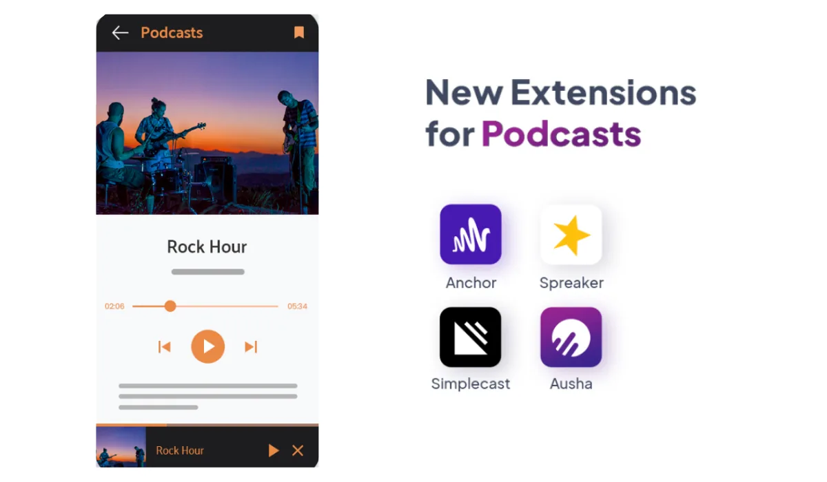 New extensions to easily turn your podcast into an app